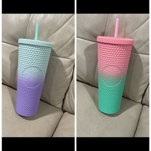 Starbucks Starbucks Taiwan Matt pink green & blue purple tumbler bundle